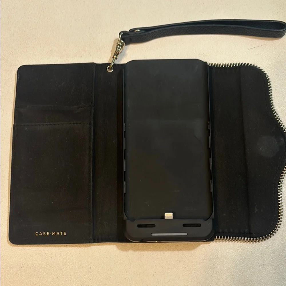 Rebecca Minkoff Black Leather Charger Wristlet